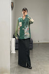 AVIVA JIFEI XUE Retro Kimono Patch Long Sleeve Shirt CO-KPLS-GRN (7) PAJX2